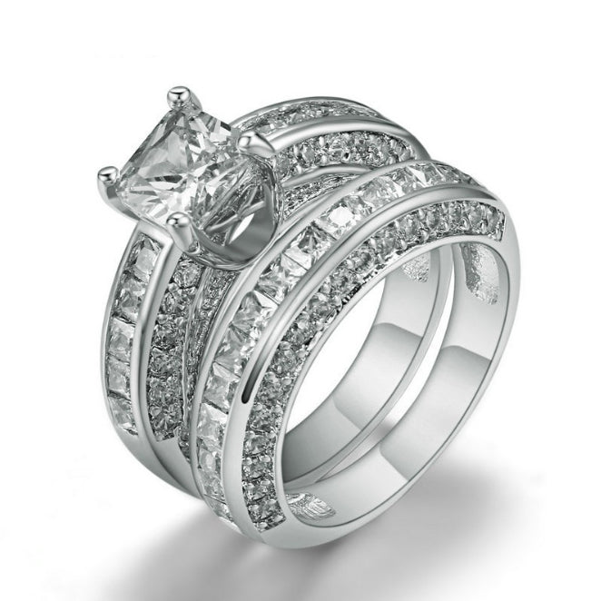 Jubilee Set of 2 Stacking Rings In Pure Crystal Love On Platinum Plating Vista Shops