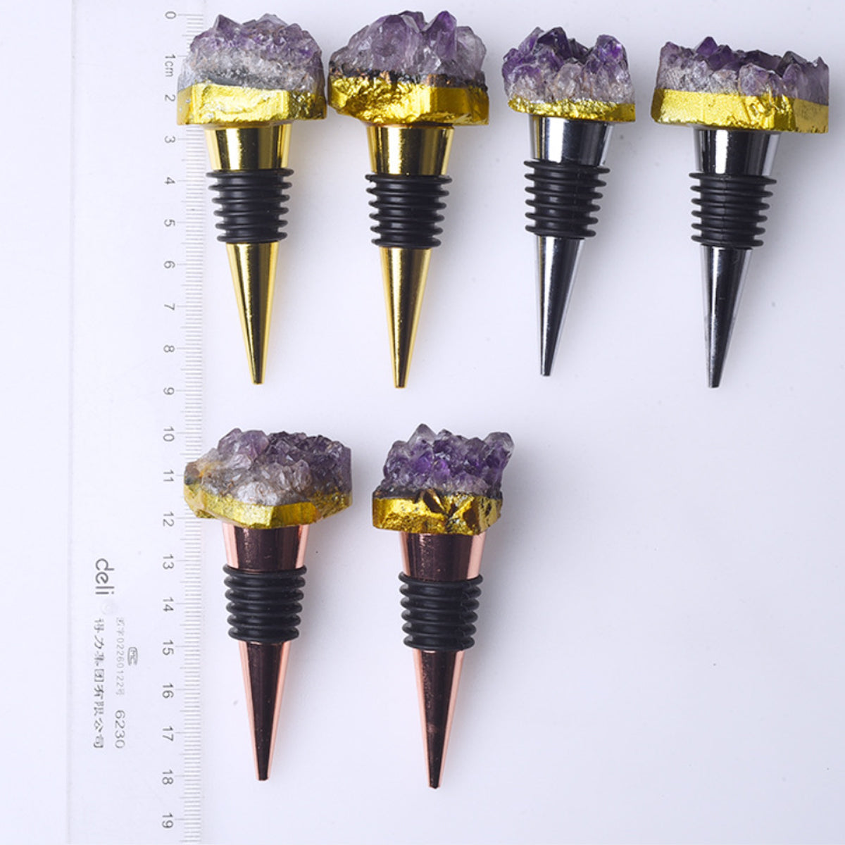 Fancy Amethyst Crystal Wine Stopper Pair Vista Shops