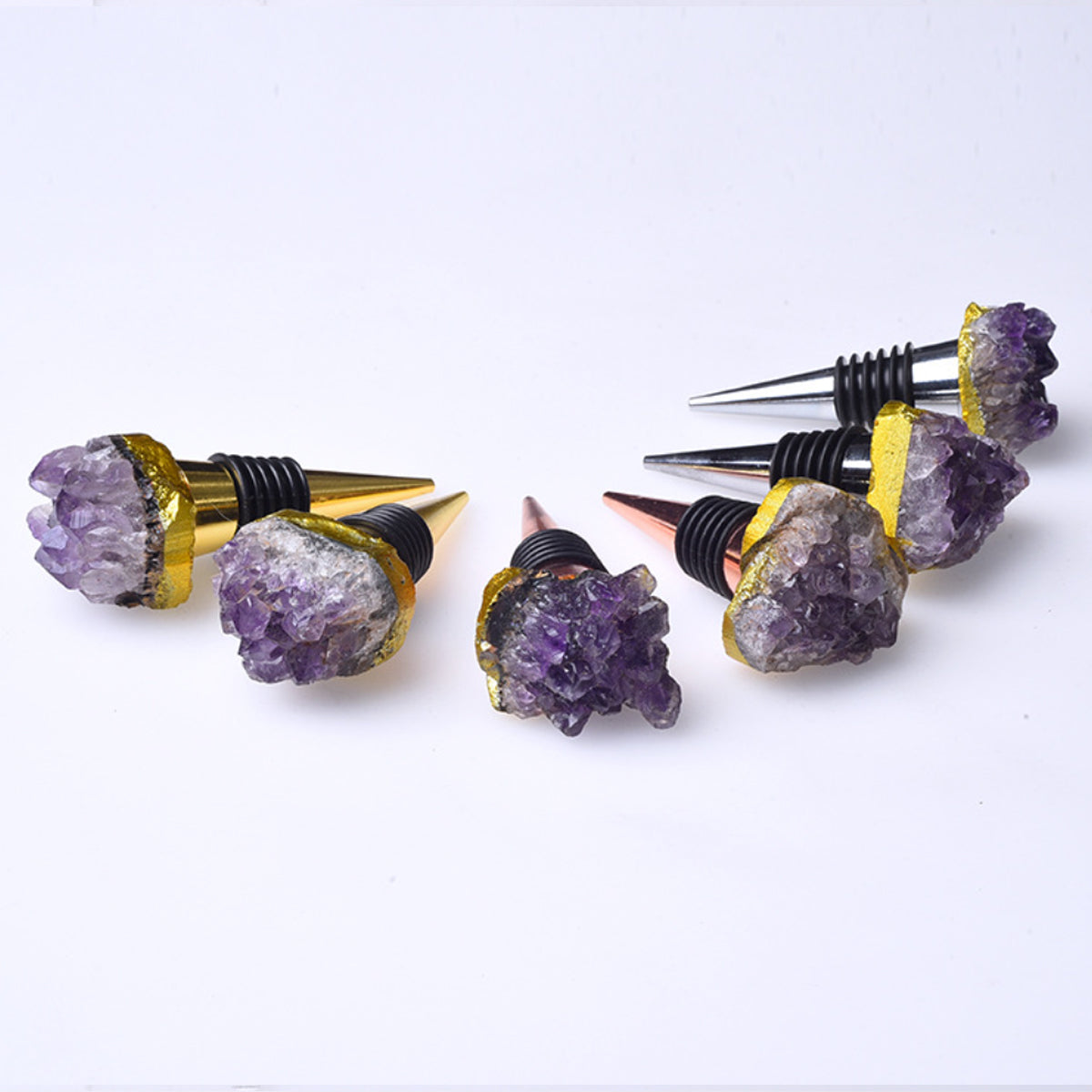 Fancy Amethyst Crystal Wine Stopper Pair Vista Shops