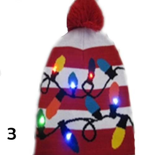 Pom Pom Party Holiday Hats With LED Lights Vista Shops