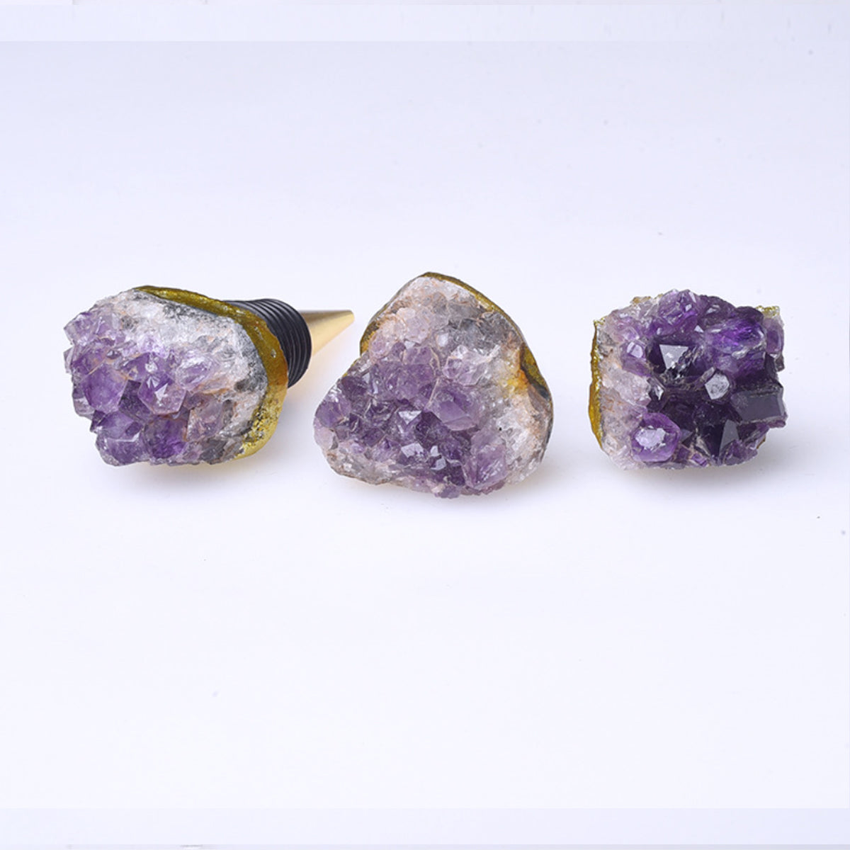 Fancy Amethyst Crystal Wine Stopper Pair Vista Shops
