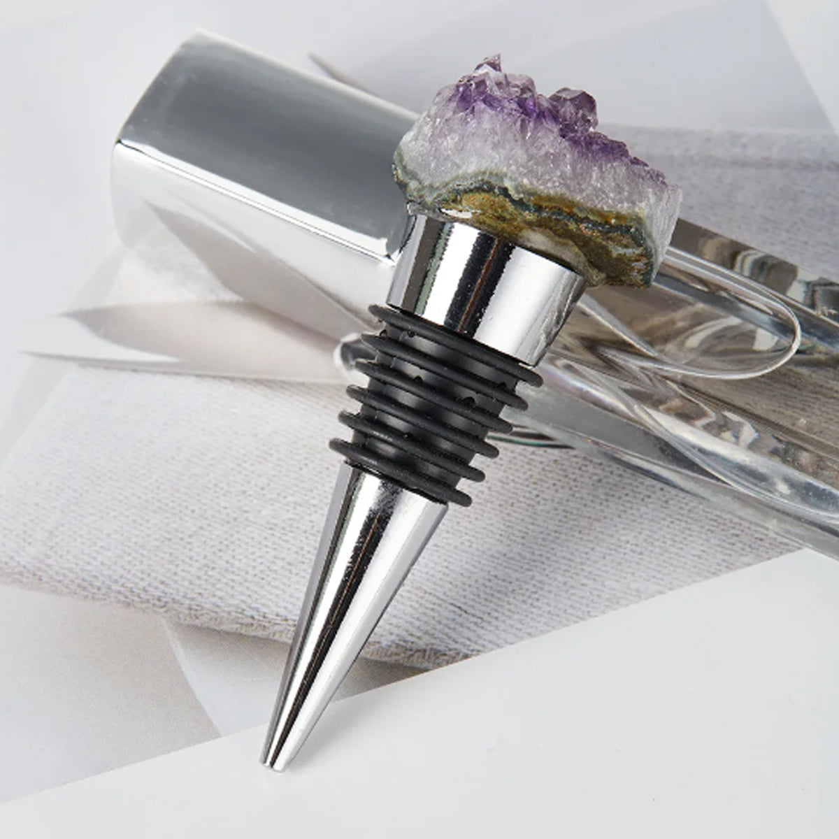 Fancy Amethyst Crystal Wine Stopper Pair Vista Shops