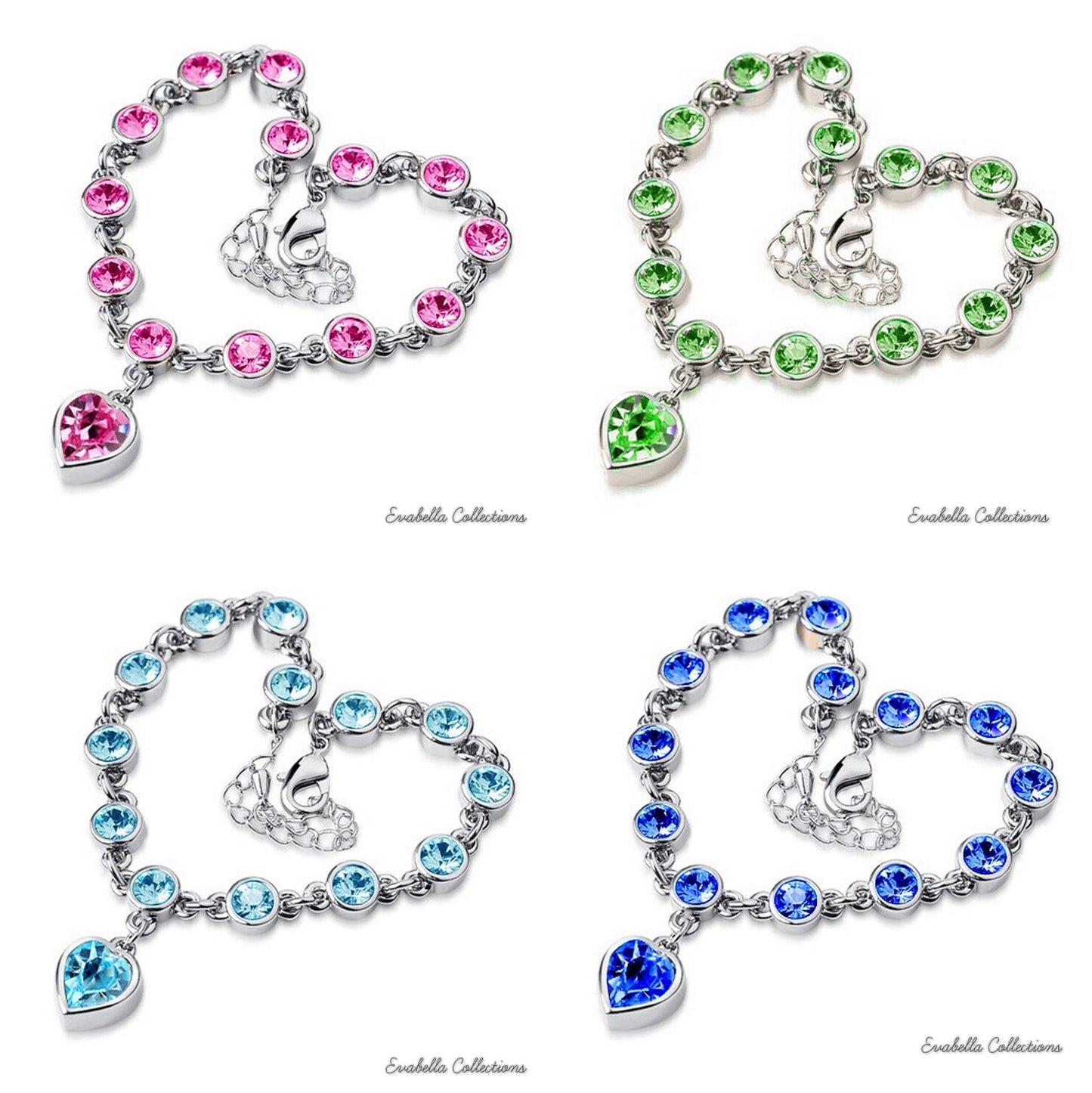 Happy Hearts Swarovski Crystal Clear And Colorful Bracelets VistaShops