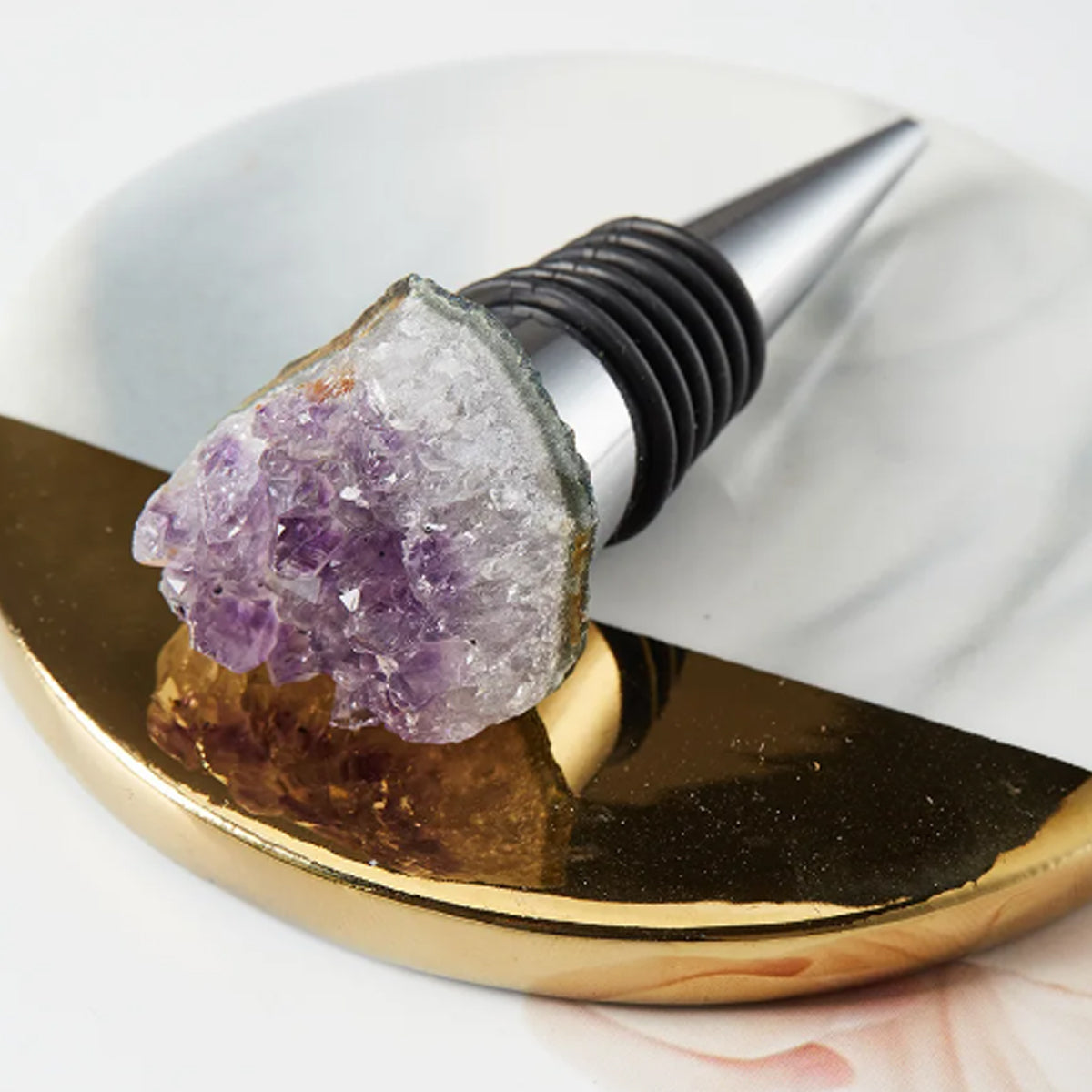 Fancy Amethyst Crystal Wine Stopper Pair Vista Shops