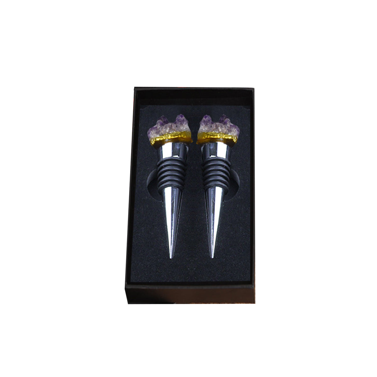 Fancy Amethyst Crystal Wine Stopper Pair Vista Shops