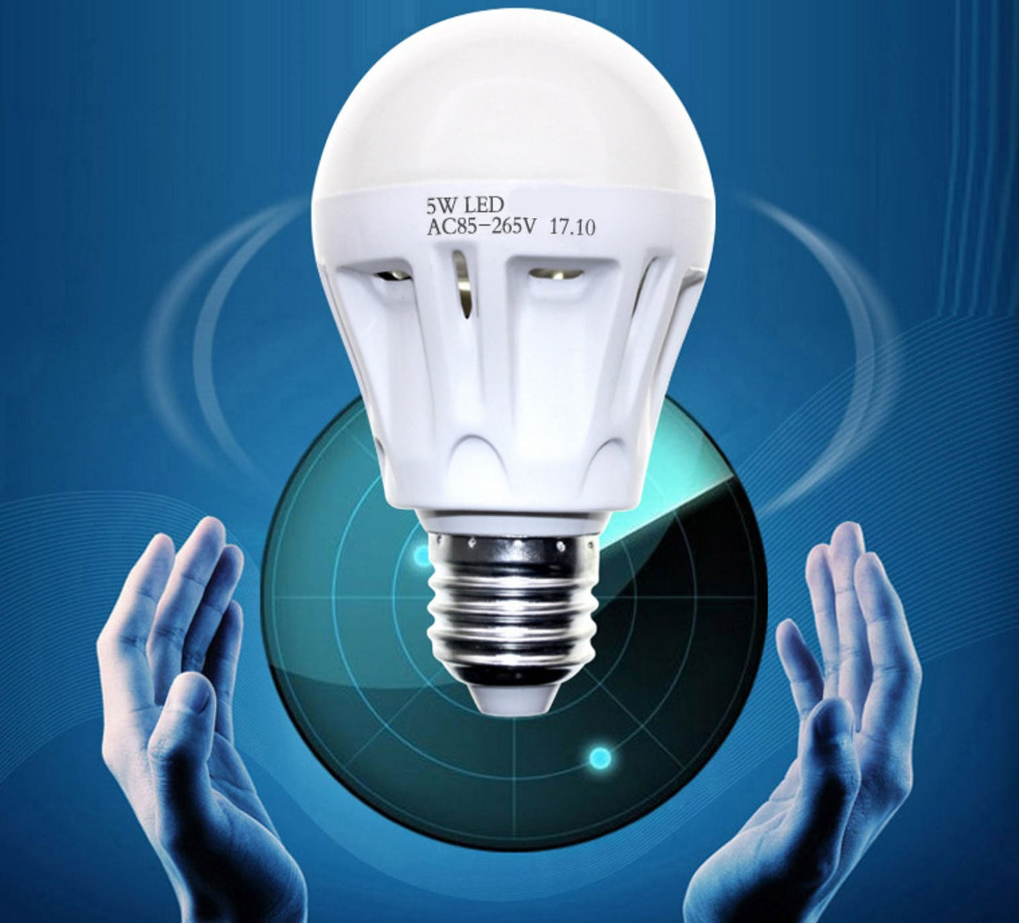 LED LIGHT BULB W/ RADAR MOTION SENSOR 180 Deg 5w/50 Watts Vista Shops