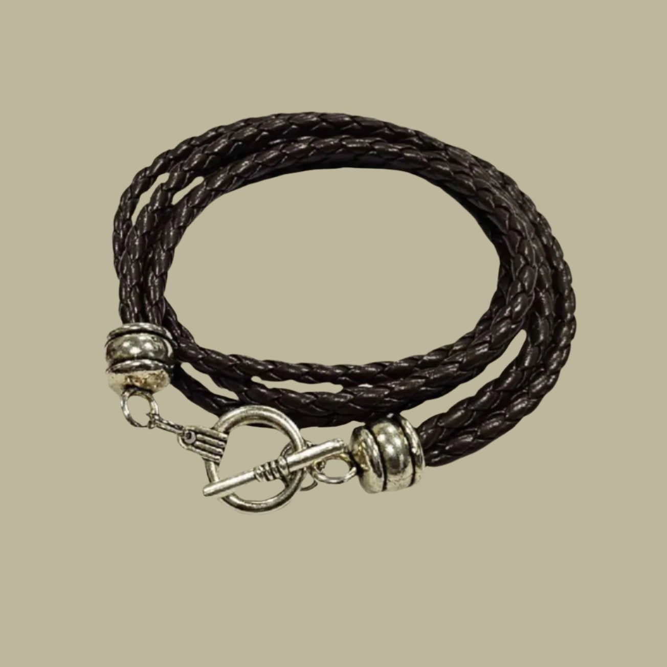 DOUBLE WRAP Woven Genuine Leather Toggle Bracelet VistaShops