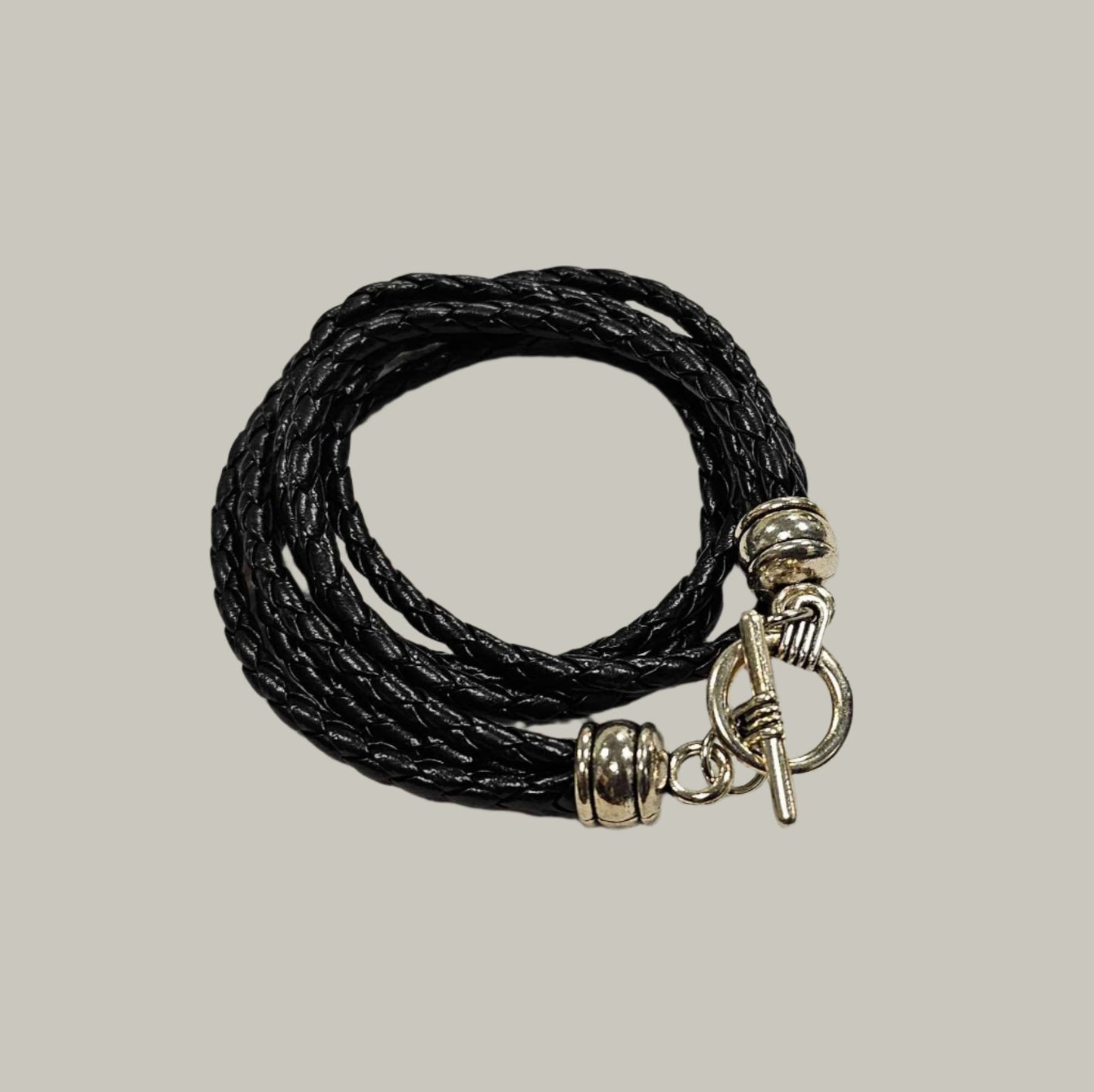 DOUBLE WRAP Woven Genuine Leather Toggle Bracelet VistaShops