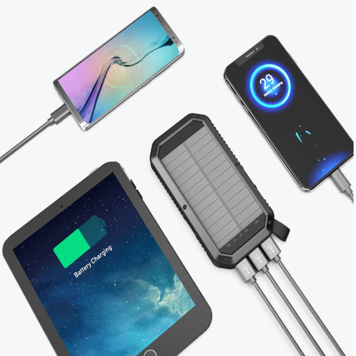 Sun Chaser Mini Solar Powered Wireless Phone Charger 10,000 mAh With LED Flood Light Vista Shops