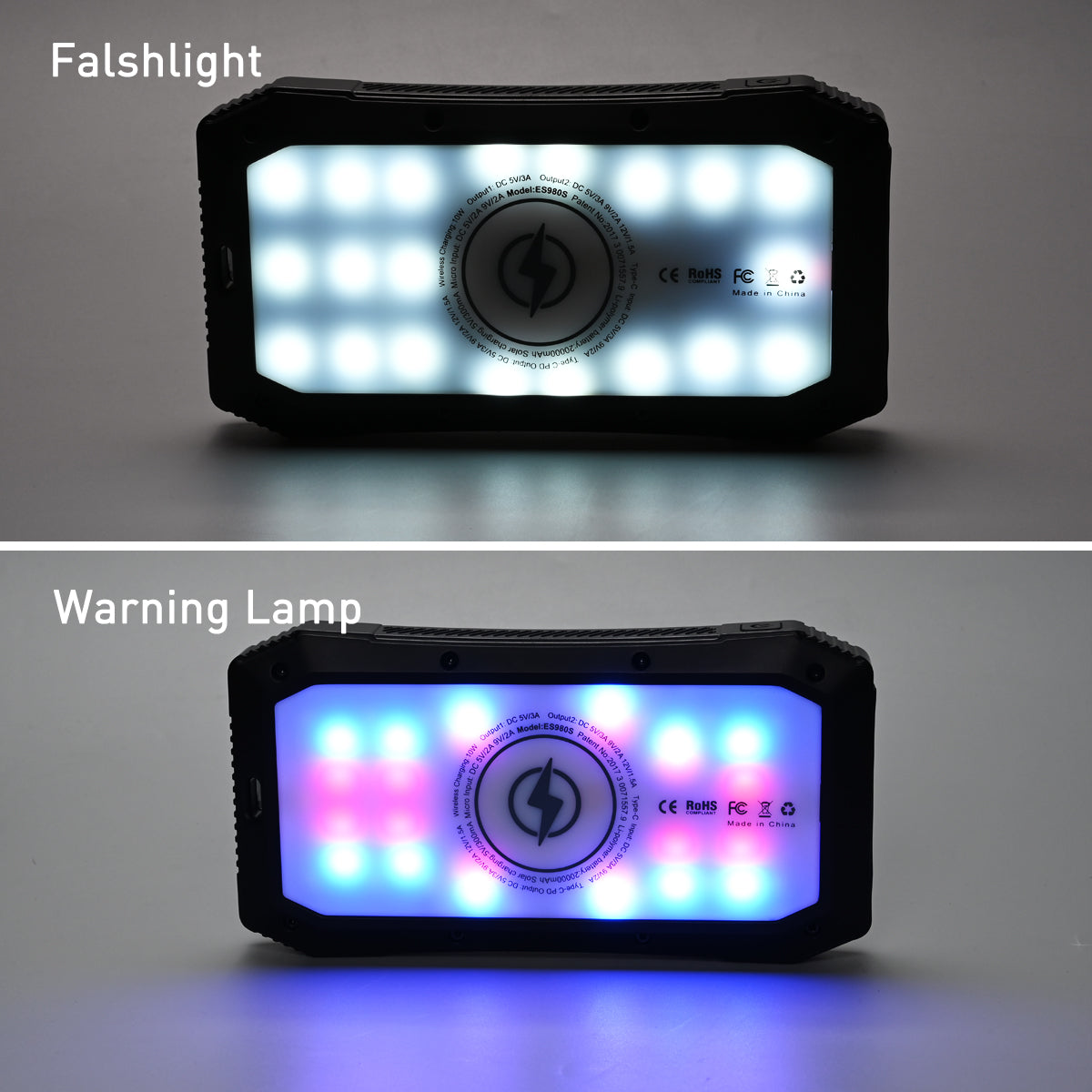 Sun Chaser Solar Powered Wireless Phone Charger 20,000 mAh With LED Flood Light Vista Shops