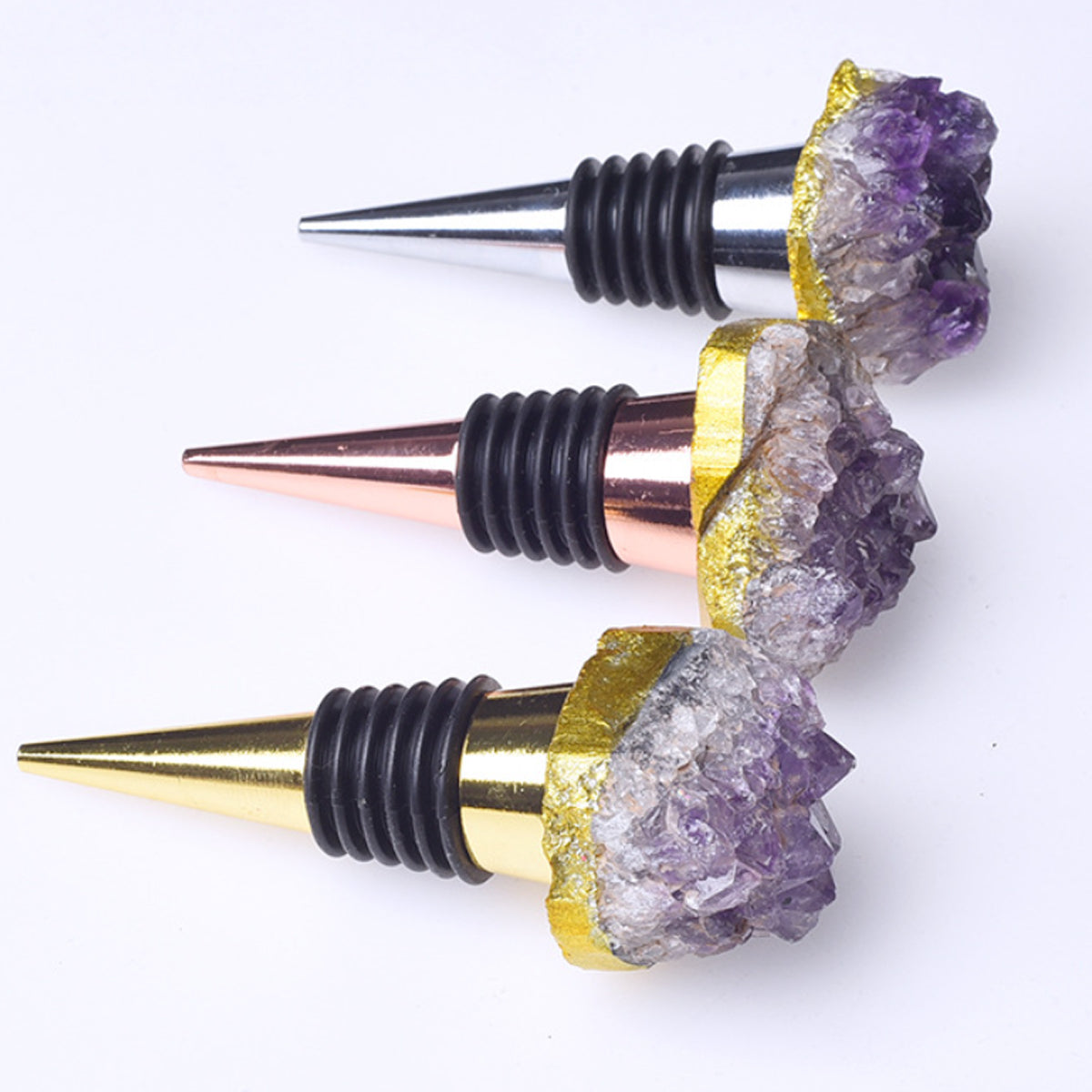 Fancy Amethyst Crystal Wine Stopper Pair Vista Shops