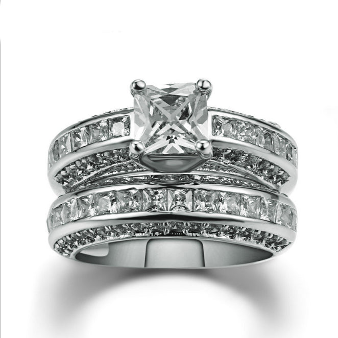 Jubilee Set of 2 Stacking Rings In Pure Crystal Love On Platinum Plating Vista Shops