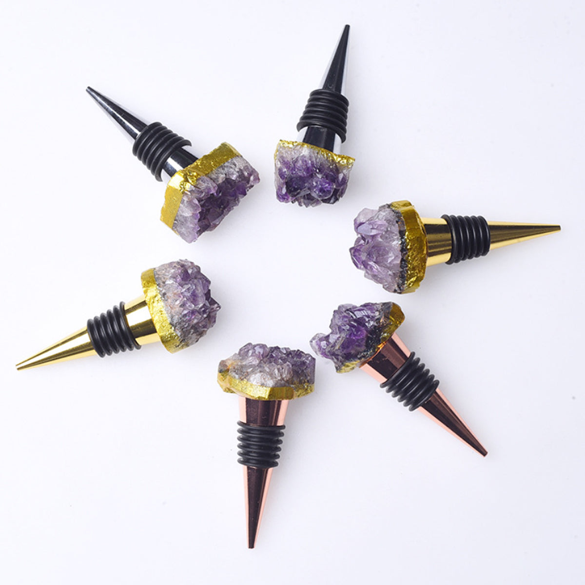 Fancy Amethyst Crystal Wine Stopper Pair Vista Shops