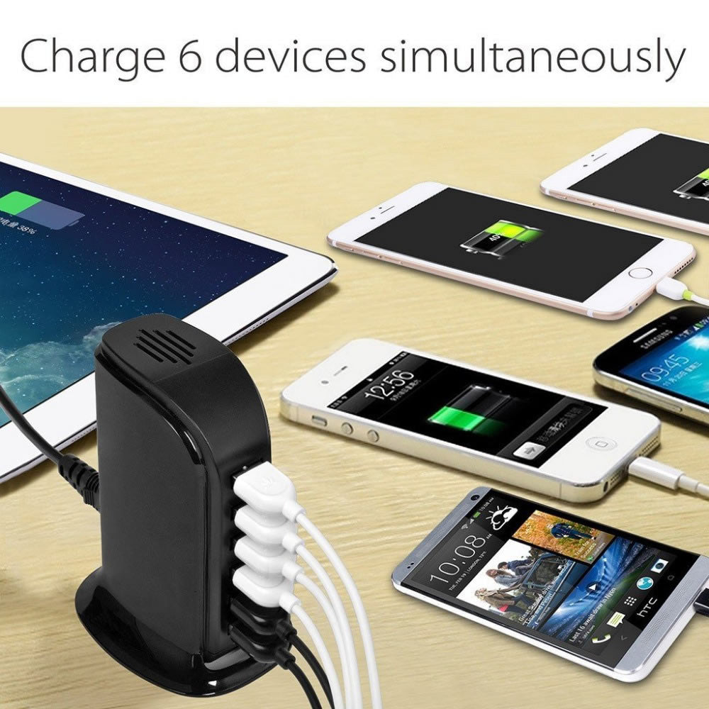 Smart Power 6 USB Colorful Tower for Every Desk at Home or Office charge any Gadget Vista Shops