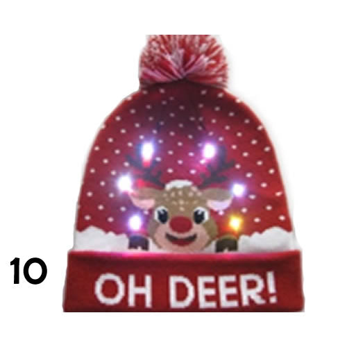 Pom Pom Party Holiday Hats With LED Lights Vista Shops