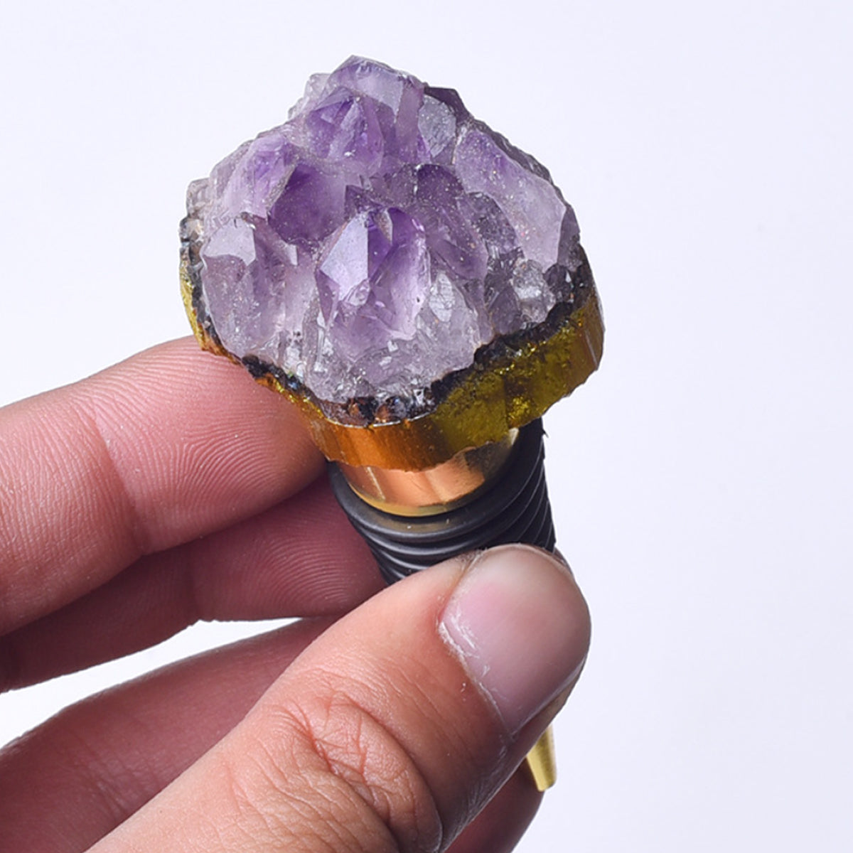 Fancy Amethyst Crystal Wine Stopper Pair Vista Shops