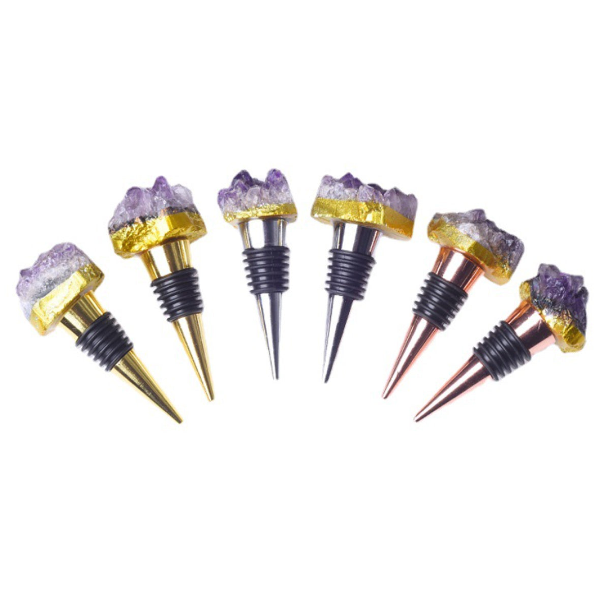 Fancy Amethyst Crystal Wine Stopper Pair Vista Shops
