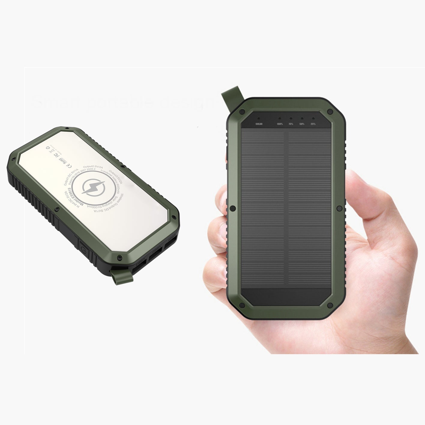Sun Chaser Mini Solar Powered Wireless Phone Charger 10,000 mAh With LED Flood Light Vista Shops