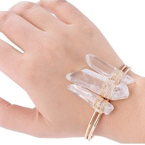 STUNNER Sparkling Natural Crystal Cuff Bracelet Vista Shops