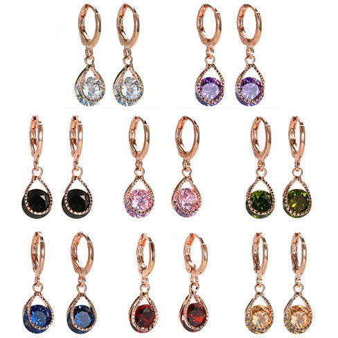 Diamond Drops Colorful Hoop Earrings In Rose Gold And Silver polish Vista Shops
