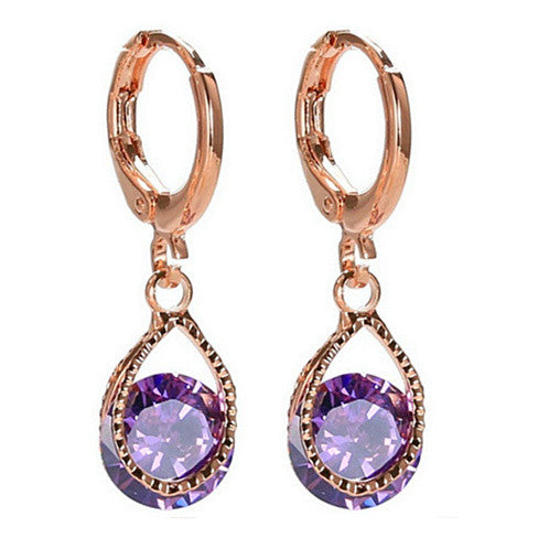 Diamond Drops Colorful Hoop Earrings In Rose Gold And Silver polish Vista Shops