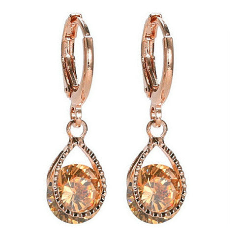 Diamond Drops Colorful Hoop Earrings In Rose Gold And Silver polish Vista Shops