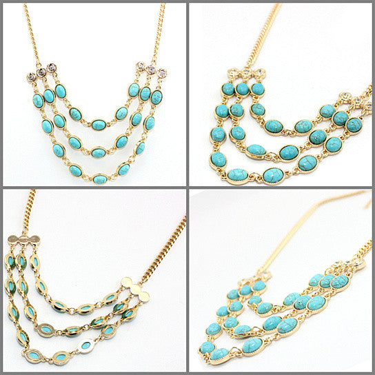 Beauteous Turquoise Necklace With 3 Strands Vista Shops