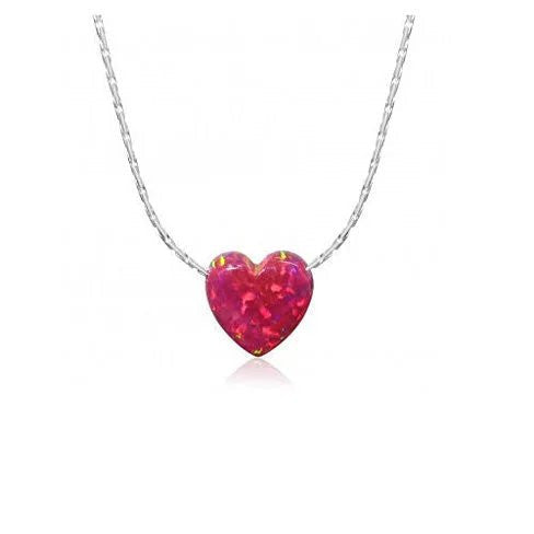 Gypsy Heart Pendants Made of Synthetic Fiery Opal On a Sterling Silver Chain Vista Shops
