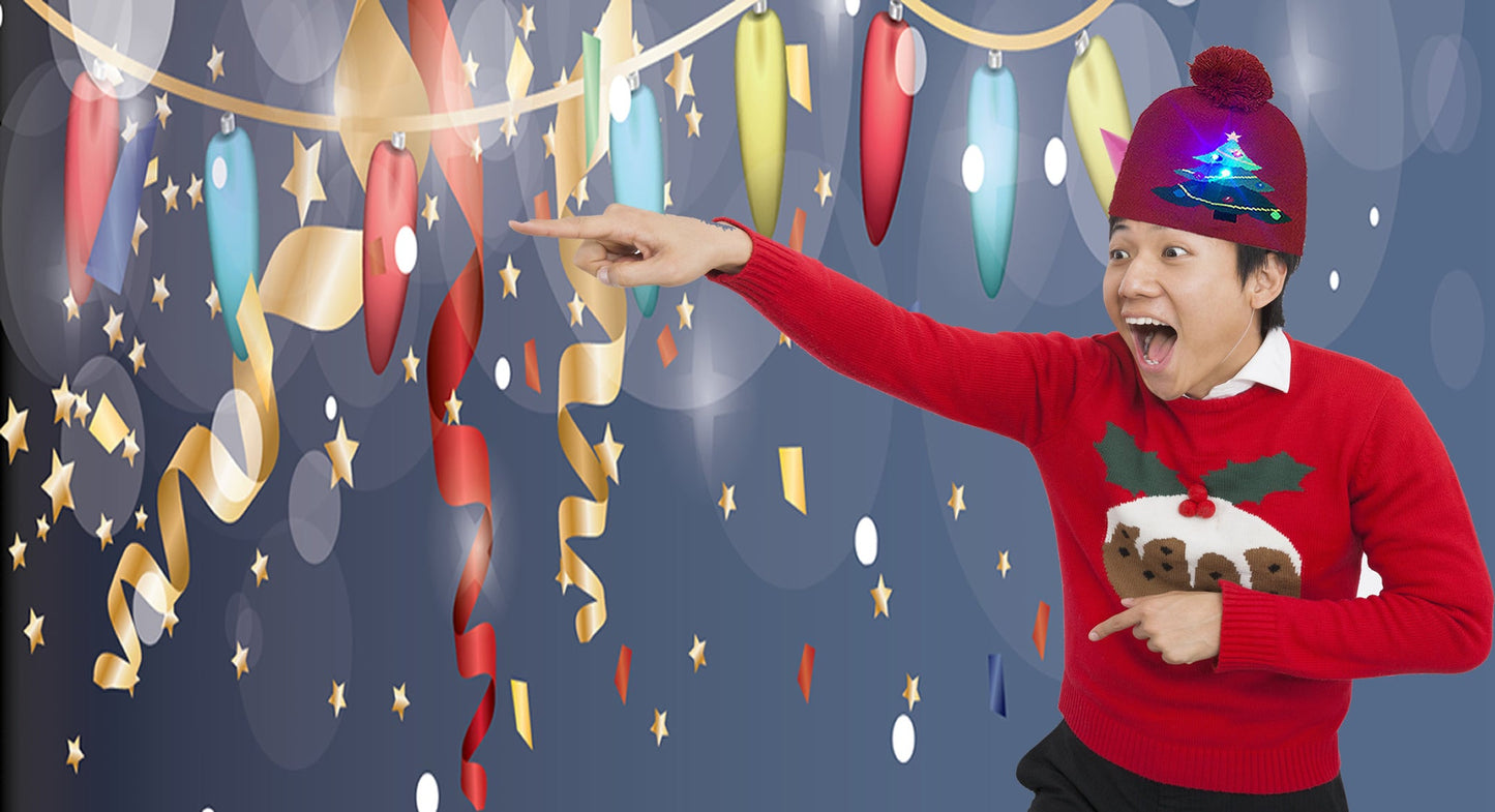 Pom Pom Party Holiday Hats With LED Lights Vista Shops