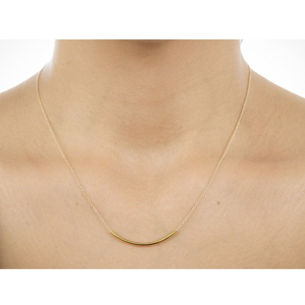 SWEET SMILE Curvy Bar Necklace In 18 Kt Gold Plating And 925 SS Plating Vista Shops