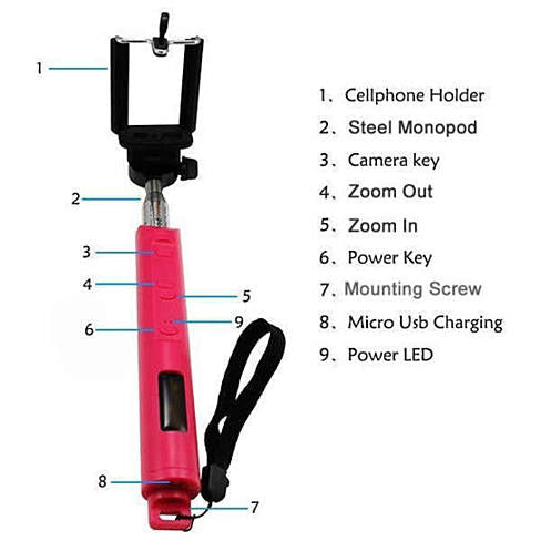 Selfi Monopod Telescopic Stick with Bluetooth & Zoom controls Vista Shops