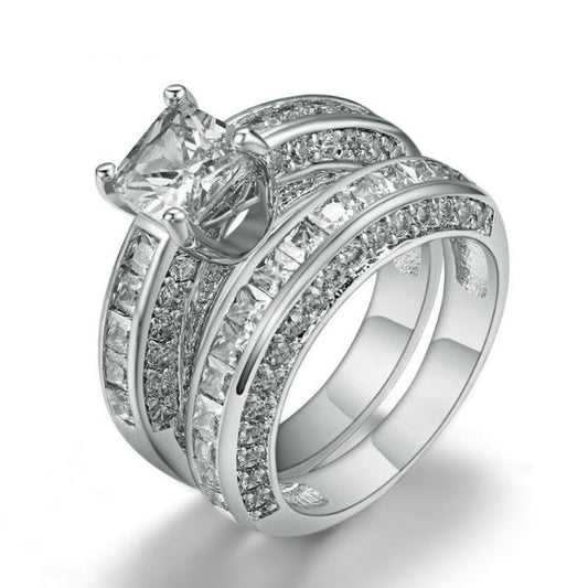 Jubilee Set of 2 Stacking Rings In Pure Crystal Love On Platinum Plating Vista Shops