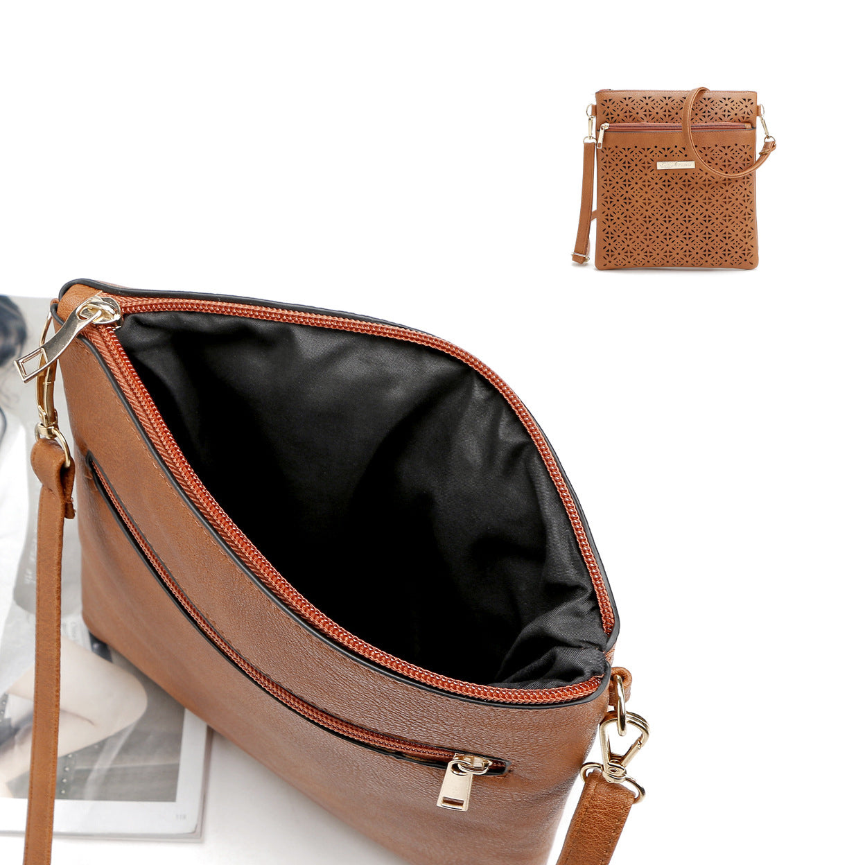 Blossomita Handbag With Cutout Flower Design Vista Shops