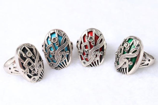 Vintage Style Musical Note Natural Stone Ring Vista Shops