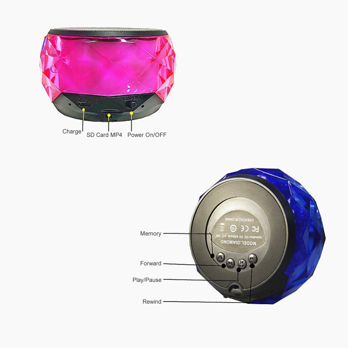 Candylight LED Stereo Bluetooth Mini Speaker And MP4 Player Vista Shops