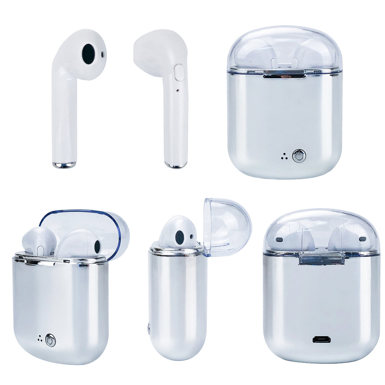 Clear Top Dual Chamber Wireless Bluetooth Earphones With Charging Box Vista Shops