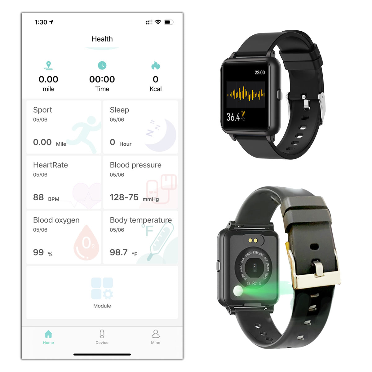 OXITEMP Smart Watch With Live Oximeter, Thermometer And Pulse Monitor With Activity Tracker Vista Shops