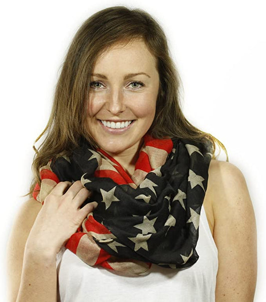 Vintage Inspired American Flag Infinity Scarf Vista Shops