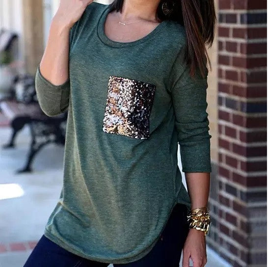 Queenie Tunic Top With Sequined Pocket Vista Shops