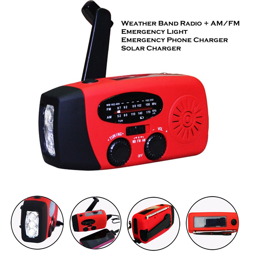 Storm Safe Emergency AM/FM/NOAA Weather Band Radio With Solar Flash Light And Built-in Phone Charger Vista Shops