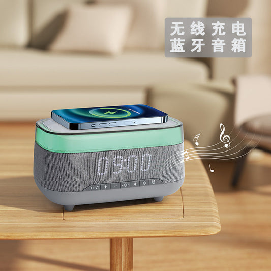 Sound Waves Audio LED Alarm Clock Bluetooth Speaker And Wireless Charger Vista Shops
