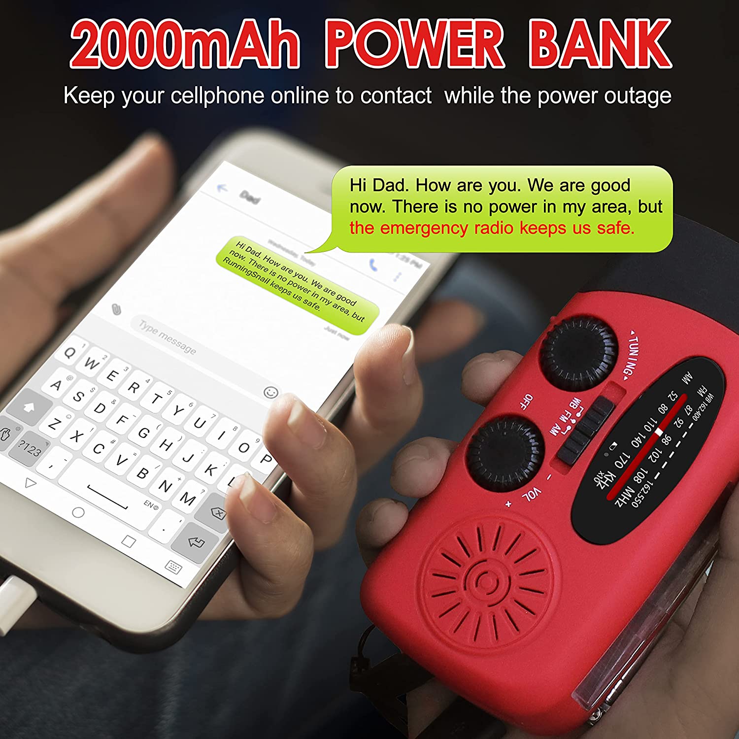 Storm Safe Emergency AM/FM/NOAA Weather Band Radio With Solar Flash Light And Built-in Phone Charger Vista Shops