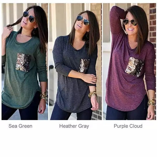 Queenie Tunic Top With Sequined Pocket Vista Shops