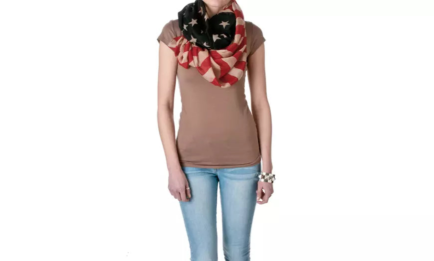 Vintage Inspired American Flag Infinity Scarf Vista Shops