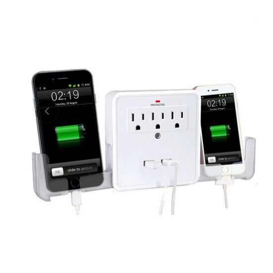 NEW! Classic Combo Wall Adapter W/3 AC Outlets W/Surge Protection And Dual USB Ports To Charge Your Gadgets Vista Shops