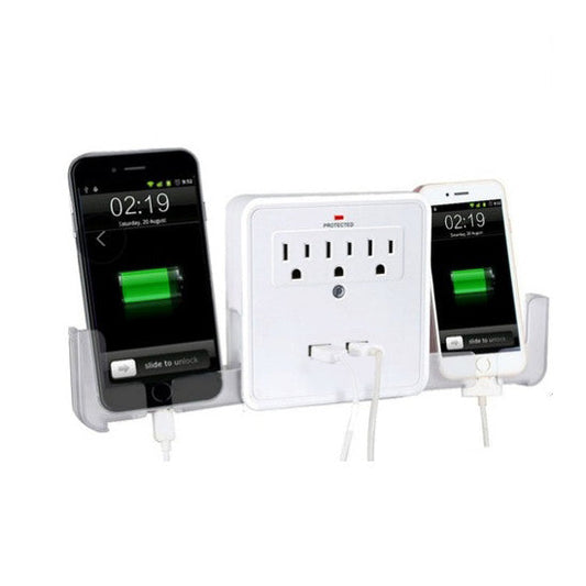 NEW! Classic Combo Wall Adapter W/3 AC Outlets W/Surge Protection And Dual USB Ports To Charge Your Gadgets Vista Shops