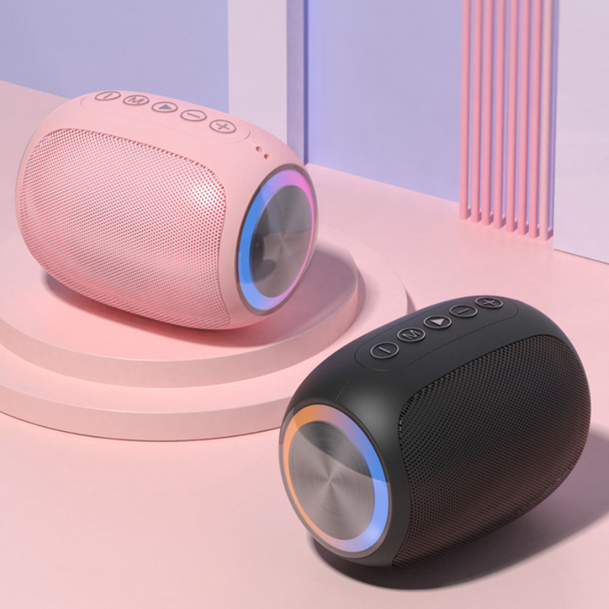 Oval Drum Bluetooth Speaker With LED Ring Light Vista Shops