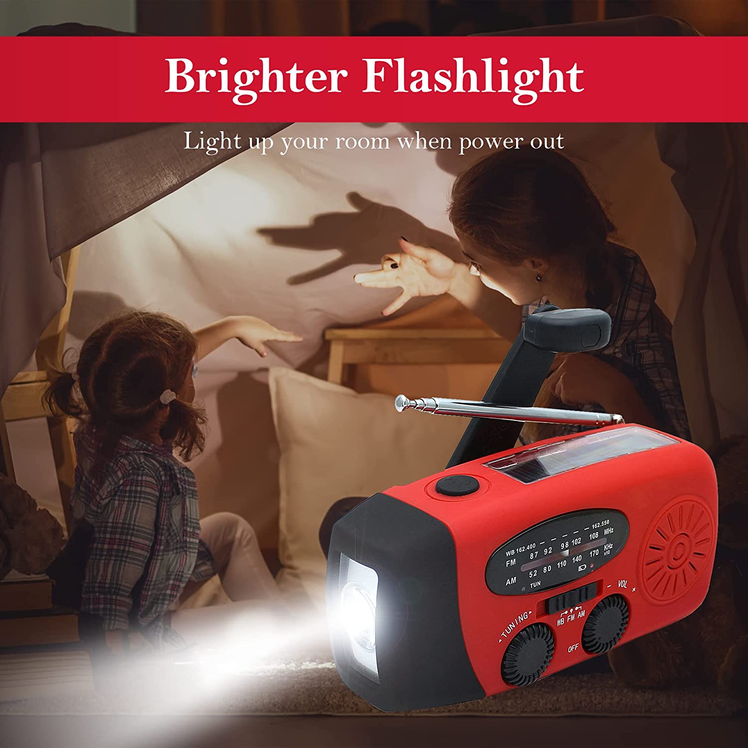Storm Safe Emergency AM/FM/NOAA Weather Band Radio With Solar Flash Light And Built-in Phone Charger Vista Shops