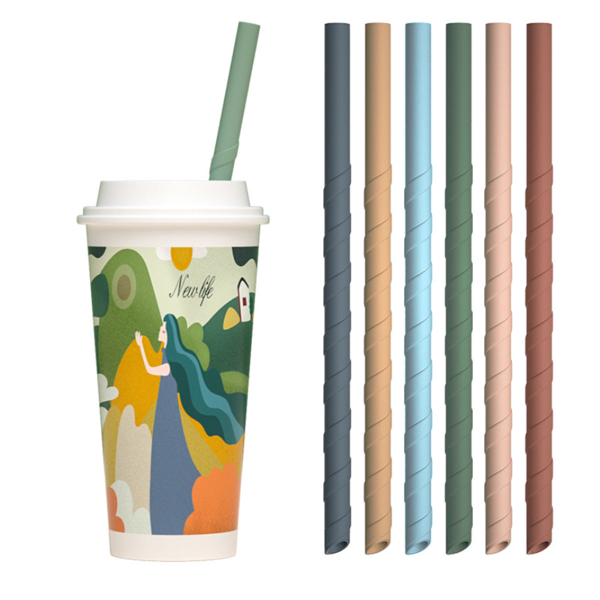 Eco Safe 8 In 1 Silicon Reusable Straws For HOT/COLD Drinks Vista Shops