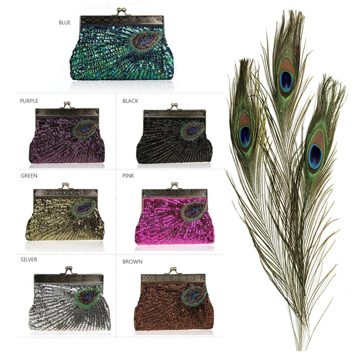 Peacock Crazy Clutch Eye-catching Ensemble In 8 Colors Vista Shops